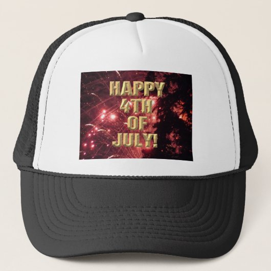 Vuurwerk 3 4th van juli trucker hoed pet (Voorkant)