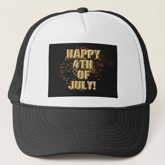 Vuurwerk 4 4th van juli trucker hoed pet (Voorkant)