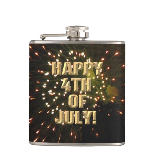 Vuurwerk 4 4th van Juli verpakte kolf Heupfles (Voorkant)