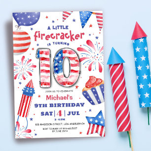 Vuurwerk 4 juli 10e verjaardag Patriottisch Cute Kaart