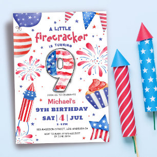 Vuurwerk 4 juli 9e verjaardag Patriottisch Lief Kaart