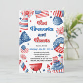 Vuurwerk 4 juli Amerikaanse vlag BBQ-feest Kaart (Staand voorkant)