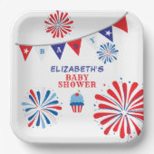 Vuurwerk 4 juli Baby shower Papieren Bordje (Voorkant)