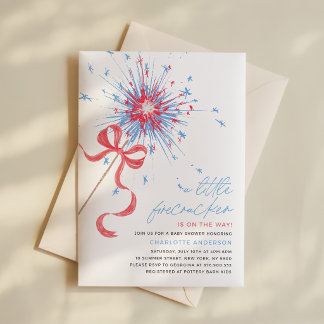Vuurwerk 4 juli baby shower uitnodiging