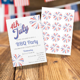 Vuurwerk 4 juli BBQ Party Uitnodiging