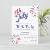 Vuurwerk 4 juli BBQ Party Uitnodiging (Staand voorkant)