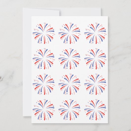 Vuurwerk 4 juli BBQ Party Uitnodiging (Achterkant)