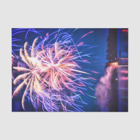 Vuurwerk 4 juli blauw Onafhankelijkheidsdag Tissuepapier (Voorkant)