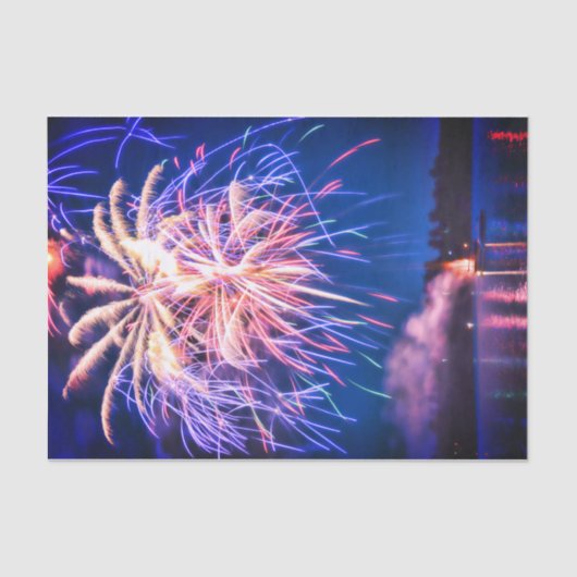 Vuurwerk 4 juli Blauwe Onafhankelijkheidsdag Tissuepapier (Voorkant)