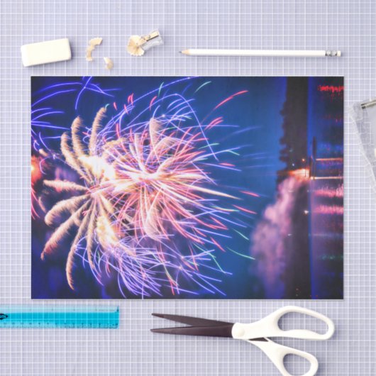 Vuurwerk 4 juli Blauwe Onafhankelijkheidsdag Tissuepapier (Craft)