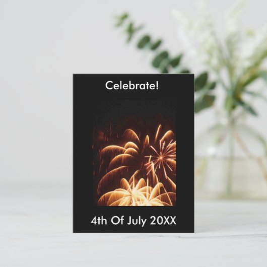 Vuurwerk 4 juli Briefkaart (Staand voorkant)