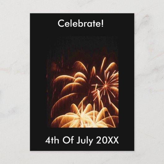 Vuurwerk 4 juli Briefkaart (Voorkant)