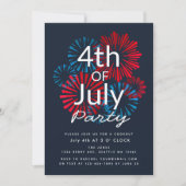 Vuurwerk 4 juli Cookout Uitnodiging (Voorkant)