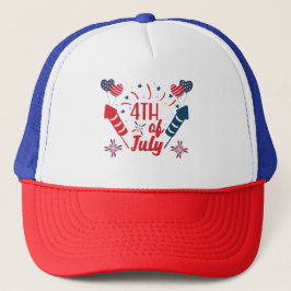 Vuurwerk 4 juli Rood Wit Blauw Patriotisch Trucker Pet