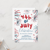 Vuurwerk 4 juli Stars BBQ Flyer Uitnodiging (Voorkant / Achterkant in situ)