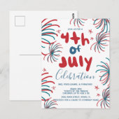 Vuurwerk 4 juli sterren BBQ Flyer Uitnodiging   (Voorkant / Achterkant)