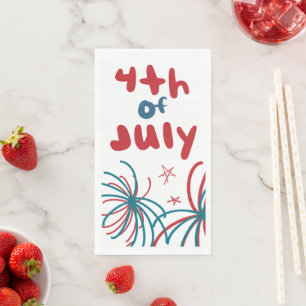 Vuurwerk 4 juli sterren BBQ Verjaardag Servet