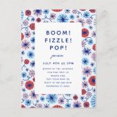 Vuurwerk 4 juli uitnodigingspost briefkaart (Voorkant)