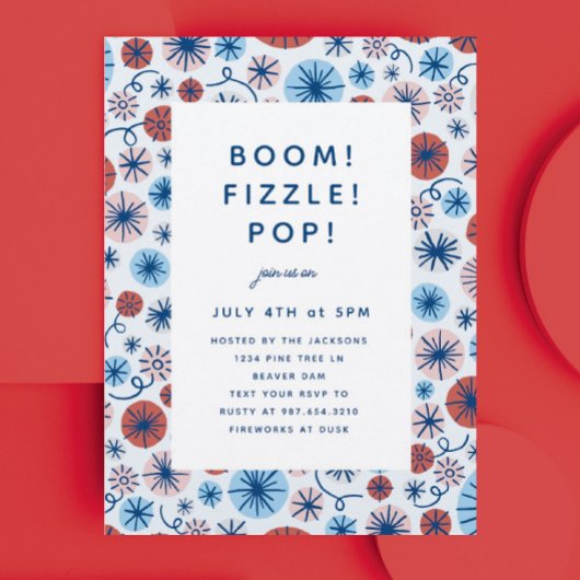 Vuurwerk 4 juli uitnodigingspost briefkaart