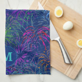Vuurwerk 4 juli zomerpatroon | Monogrammen Theedoek (Quarter Fold)