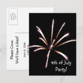Vuurwerk 4e juli Briefkaart van uitnodiging van pa (Voorkant / Achterkant)