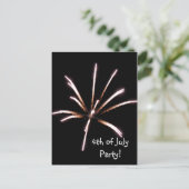 Vuurwerk 4e juli Briefkaart van uitnodiging van pa (Staand voorkant)