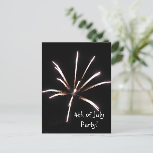Vuurwerk 4e juli Briefkaart van uitnodiging van pa (Staand voorkant)