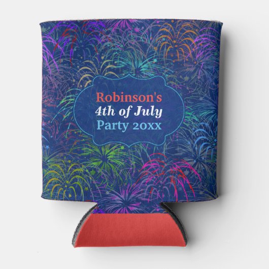 Vuurwerk 4e juli | Persoonlijke zomer Blikjeskoeler (Voorkant)