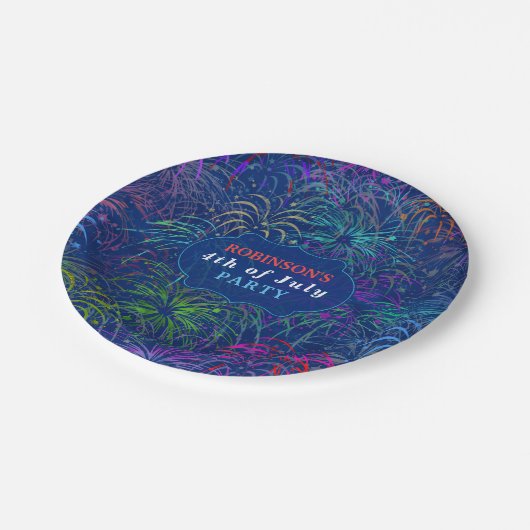 Vuurwerk 4e juli | Persoonlijke zomer Papieren Bordje (Gekanteld)