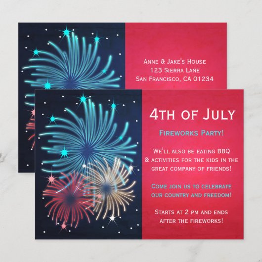  Vuurwerk 4e van de Uitnodigingen van de Partij va (Voorkant / Achterkant)