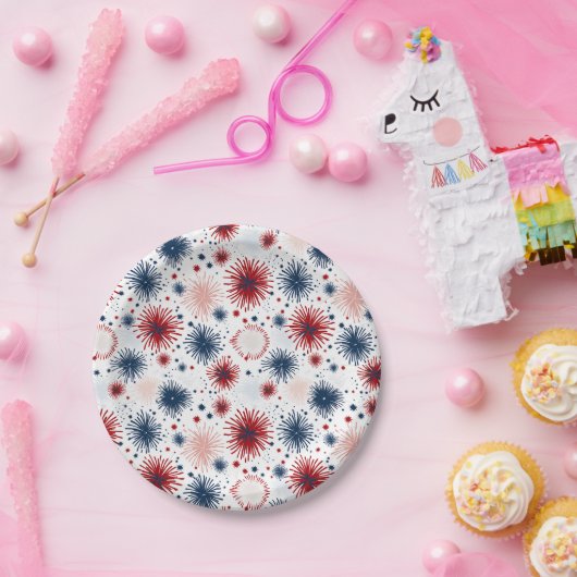 Vuurwerk 4th Juli Papieren Borden Papieren Bordje (Feest)