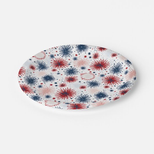 Vuurwerk 4th Juli Papieren Borden Papieren Bordje (Gekanteld)