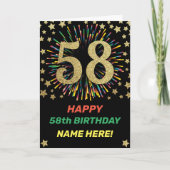 Vuurwerk 58ste verjaardag RegenboogGold Happy Birt Kaart (Voorkant)