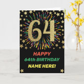 Vuurwerk 64e verjaardag Kleurrijke regenboog Groet Kaart (Gele Bloem)