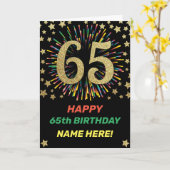 Vuurwerk 65e verjaardag Kleurrijk Regenboog Goud Kaart (Gele Bloem)