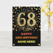 Vuurwerk 68e verjaardag kleurrijk regenbooggoud kaart (Gele Bloem)