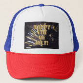Vuurwerk 6 4 juli rood wit blauw trucker hoed trucker pet (Voorkant)