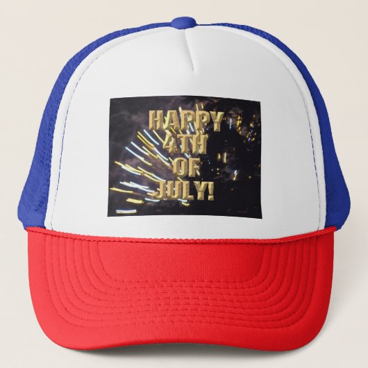 Vuurwerk 6 4 juli rood wit blauw trucker hoed trucker pet (Voorkant)