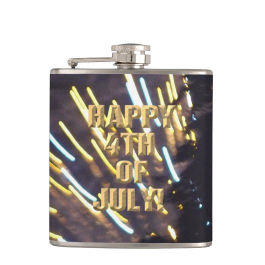 Vuurwerk 6 4 van juli gewikkeld kolf heupfles (Voorkant)
