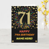 Vuurwerk 71e verjaardag Kleurrijk Regenboog Goud Kaart (Gele Bloem)
