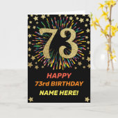 Vuurwerk 73e verjaardag kleurrijk regenbooggoud kaart (Gele Bloem)