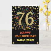 Vuurwerk 76e verjaardag kleurrijk regenbooggoud kaart (Gele Bloem)