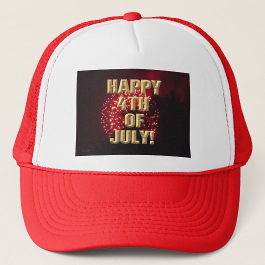 Vuurwerk 7 4 juli rode trucker hoed trucker pet (Voorkant)