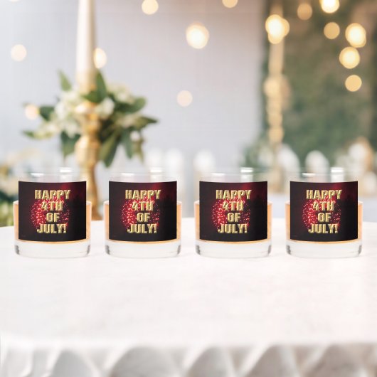 Vuurwerk 7 4 juli rotsen bril set van 4 whisky glas (Insitu (Huwelijk))