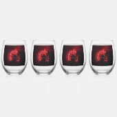 Vuurwerk 7 4 juli wijnglazen set van 4 wijnglas zonder voet (Achterkant)