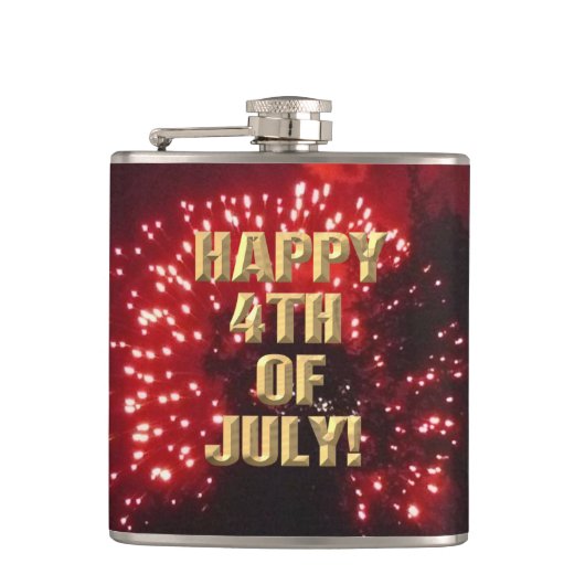 Vuurwerk 7 4th van Juli verpakte kolf Heupfles (Voorkant)