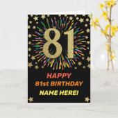 Vuurwerk 81ste verjaardag kleurrijk regenbooggoud kaart (Gele Bloem)