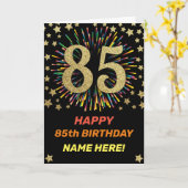 Vuurwerk 85e verjaardag kleurrijk regenbooggoud kaart (Gele Bloem)