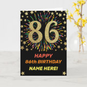 Vuurwerk 86ste verjaardag Kleurrijk Regenboog Goud Kaart (Gele Bloem)