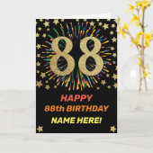 Vuurwerk 88e verjaardag kleurrijk regenbooggoud kaart (Gele Bloem)
